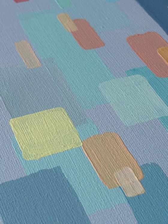 Image 1 of Cotton Candy Morning - modernes abstraktes Gemälde in sanften Morgenhimmeltönen