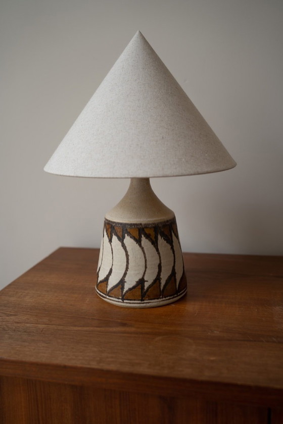 Image 1 of Danish ceramic table lamp beige / brown
