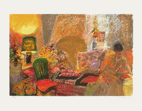 Image 1 of Yvonne CHEFFER-DELOUIS Femme au divano Litografia firmata