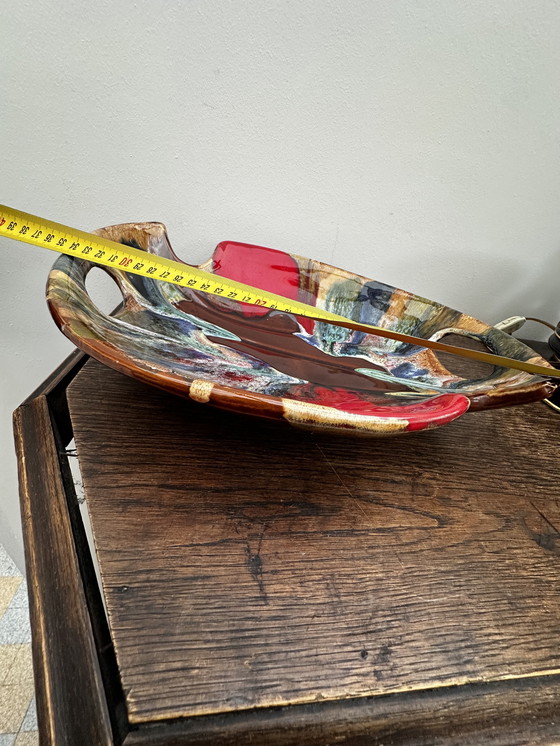 Image 1 of Beautiful vintage glazed ceramic bowl/centerpiece attributed to Vallauris