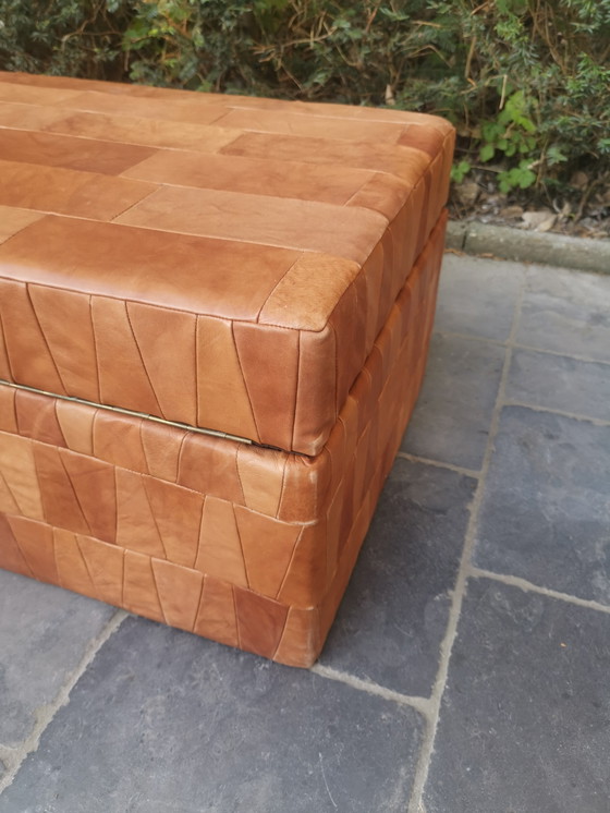 Image 1 of Patchwork Caramel Lederen Opbergdoos