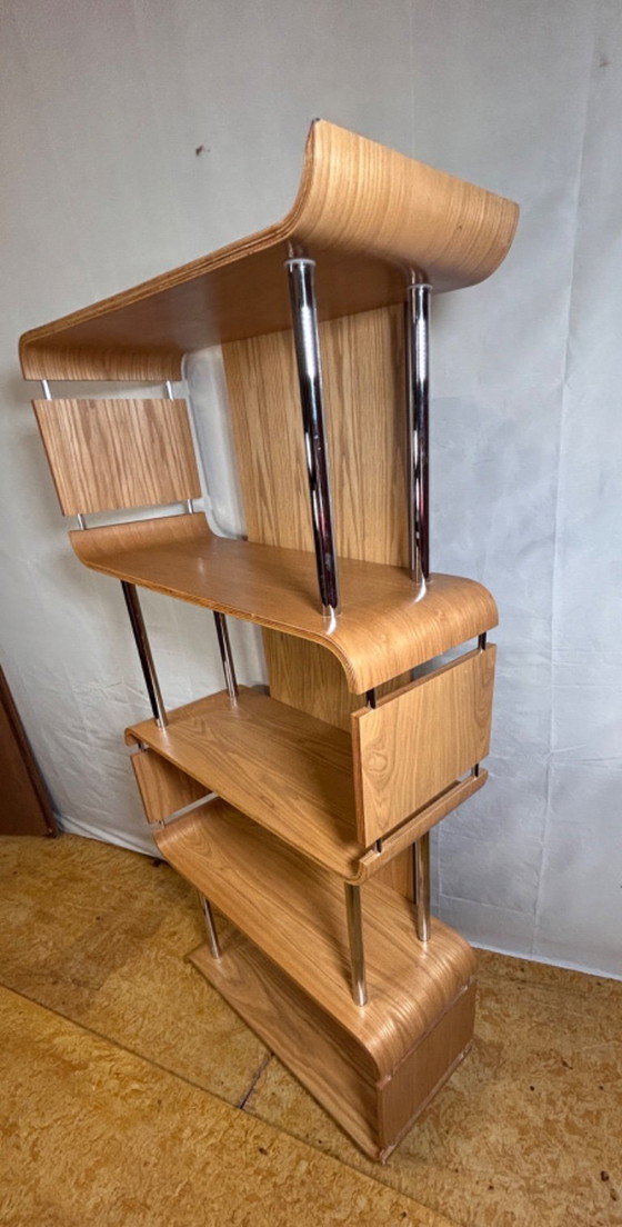 Image 1 of Oak “The Wave” Bookcase – Sculptural Design Statement Modern Design Piece Vintage