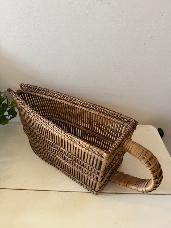 Cesto portabottiglie vintage in rattan (photo 2 of 6)