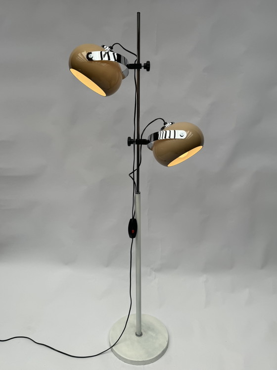 Image 1 of Lampadaire vintage Dijkstra à double champignon – Style futuriste et moderne du milieu du XXe siècle, réglable