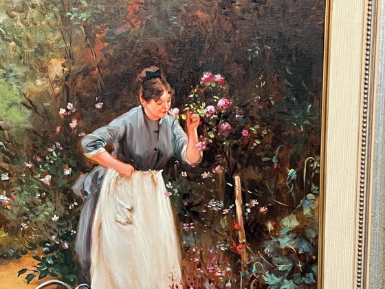 Schilderij "Meisje met bloemen". – Schilderijen & Tekeningen, Canvas (photo 3 of 6)
