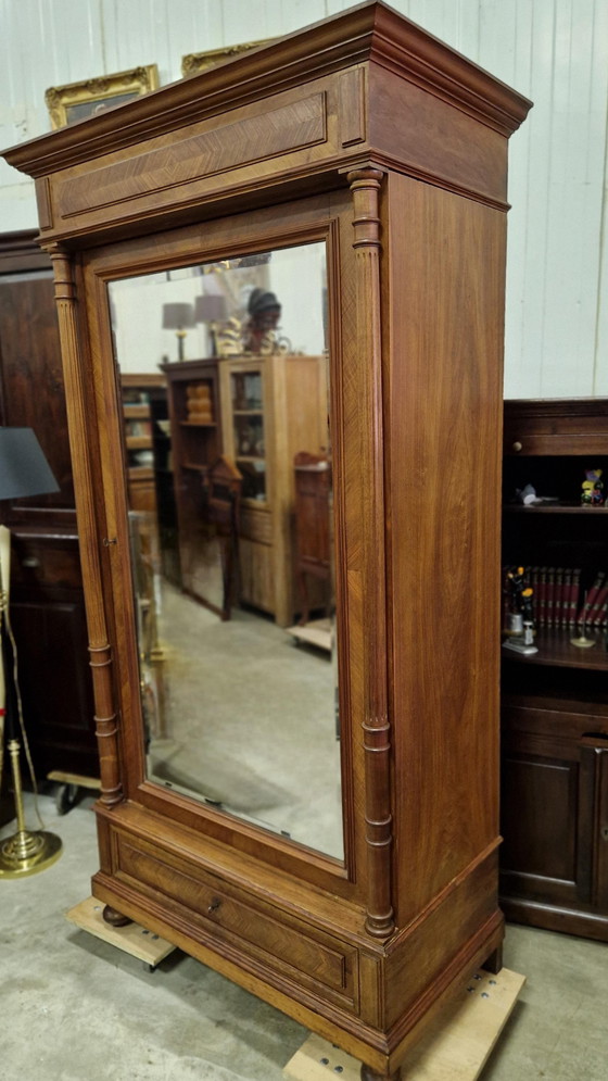 Image 1 of Antique mirror wardrobe, closet with faceted mirror, removable dim. 104x43cm and 220cm high.