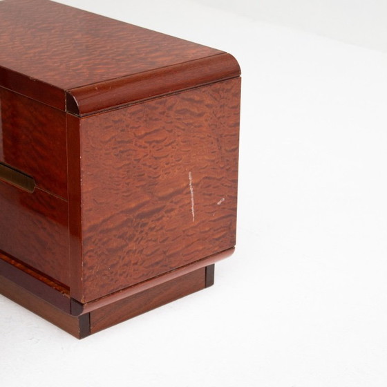 Image 1 of 2 comodini italiani in radica con maniglia in ottone