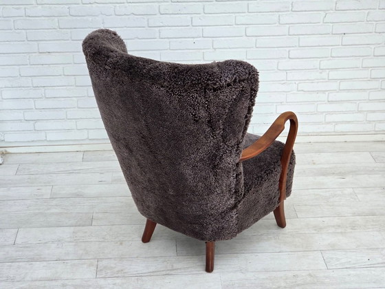 1960s, Danish armchair, reupholstered, genuine sheepskin. – Other (photo 10 of 22)