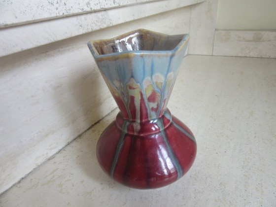 Art Deco Octagonal Ceramic Vase Made in Belgium (Attributed) (photo 5 of 12)