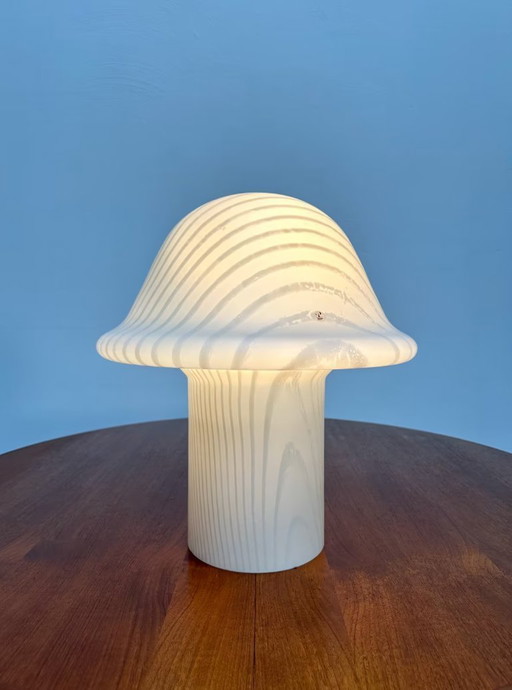 Lampe de table vintage en verre Zebra Mushroom par Peill & Putzler 70s