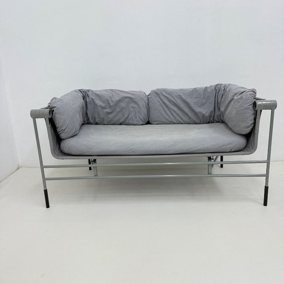 Grey 2 seaters with metal frame Bruno Rota for Esse, 1986 Italy, Textile, Modern (photo 4 of 15)
