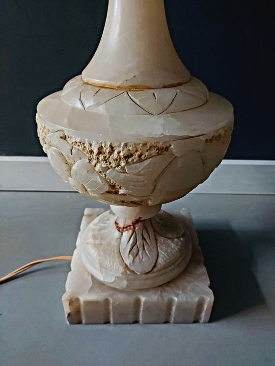 Image 1 of Alabaster Natural Stone Table Lamp Large Model