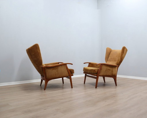 1950s Camea Italian reclining armchairs dralon velvet, set of 2