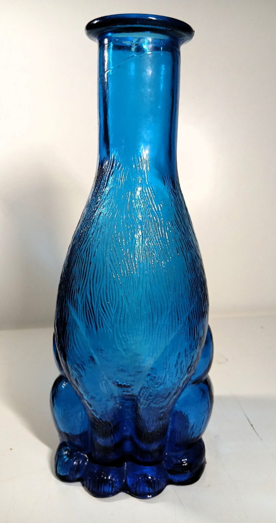 Vintage Italian Cat Decanter – Blue Empoli Glass (37 cm) – Glass & Decanter, Plastic (photo 13 of 16)