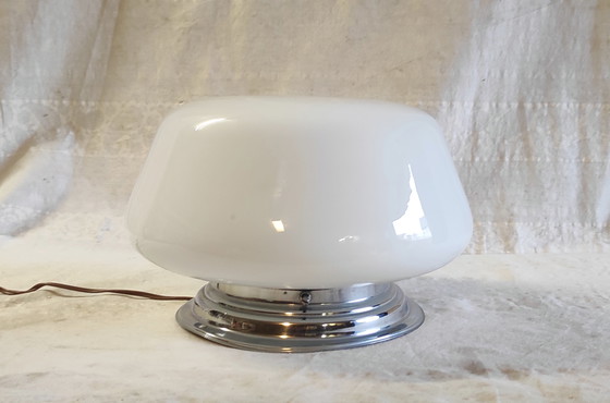 Image 1 of Art Deco plafondlamp met opalen bol - midden 20e eeuw