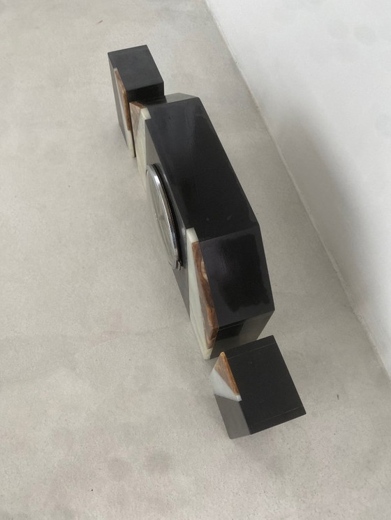 Image 1 of Art Deco Onyx Mantel Clock Set – 3-piece set – ca. 1930