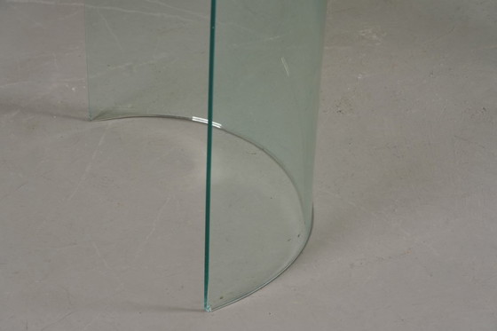 Image 1 of Vintage Oval Tempered Glass Dining Table by Fiam, Italy 1980's