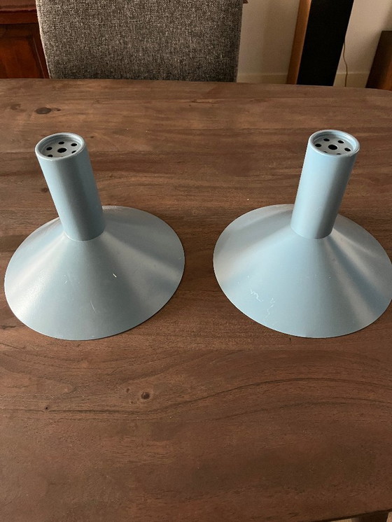 Image 1 of Te koop: jaren 60, 70 blauwe lampenkappen. 