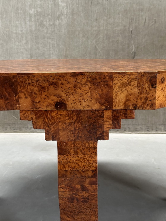 Image 1 of Art Deco salontafel met wortelhout mozaïek patroon