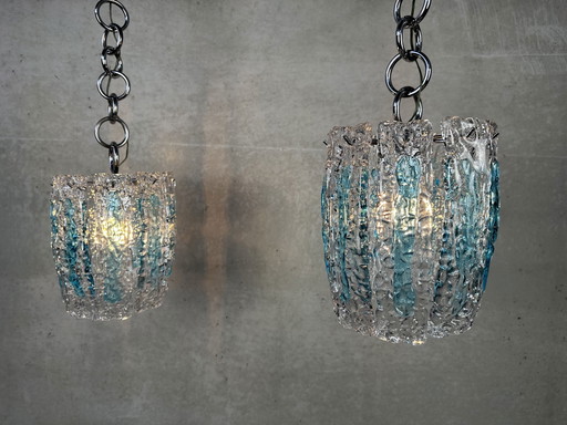 2x Vintage glazen hanglamp