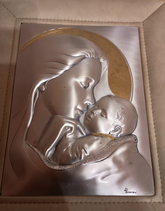 Image 1 of L. Pesaresi (Leader Argenti) – Madonna col Bambino – Argento 925 e Pelle