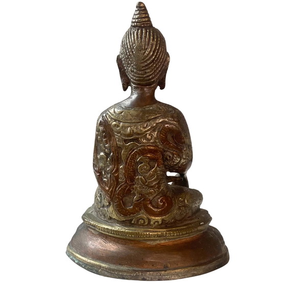 Bouddha birman ancien en bronze doré au feu – XVIIIe/XIXe siècle – Patine de qualité musée – Sculptures (photo 5 of 9)