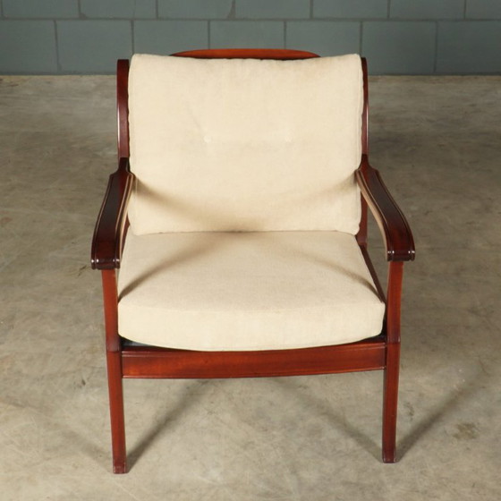 Vintage fauteuils – mahoniehout – jaren 60/70 – Textile (photo 10 of 13)
