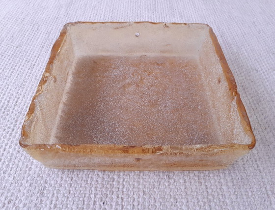 Image 1 of Suspension carrée en verre impressionnante de RZB Leuchten, suspension vintage en verre avec relief.