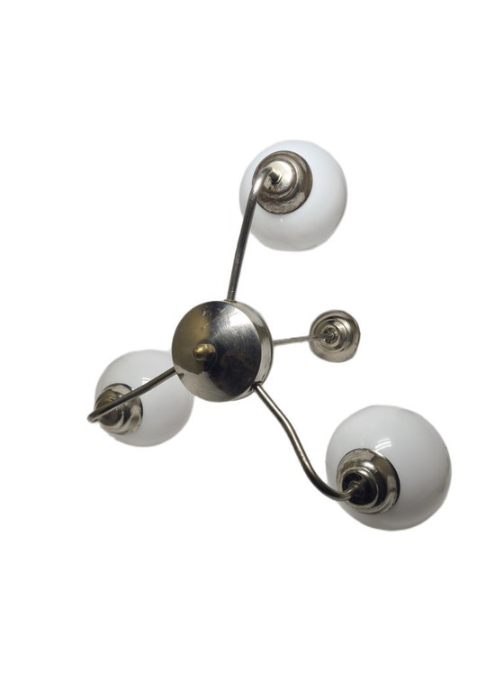 Art Deco Style Chandelier, Poland, 1960s – Glass, Metal (photo 10 of 10)
