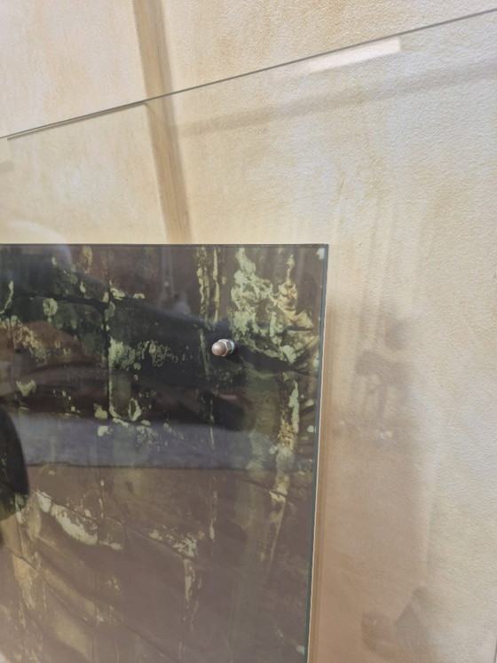 Rare Vintage Mixed-Media Wall Panel 'Bayon', Photography, Glass, Metal, Brown (photo 5 of 11)