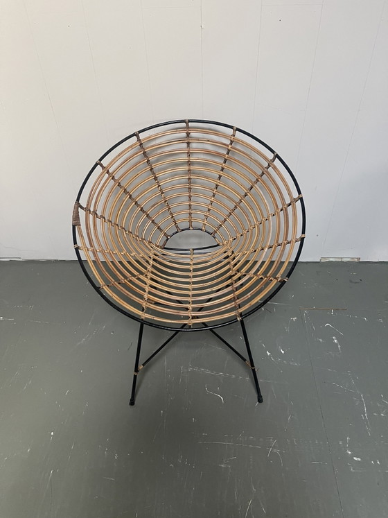 chaise vintage en rotin – Chaises & fauteuils, Metal, Rattan (photo 4 of 5)