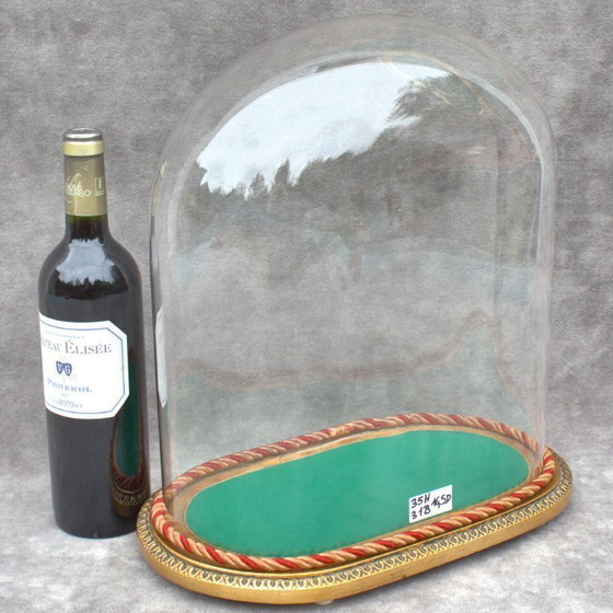 Image 1 of Vintage retro oval glass dome 13.78 x 12.20 x 6.50" cloche globe 35 x 31 cm x 16,5 cm deep steampunk display gift colletible dus