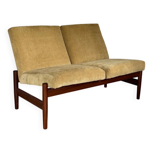 Panca scandinava vintage in velluto giallo – 2 zitsbanken, Velvet, Scandinavian