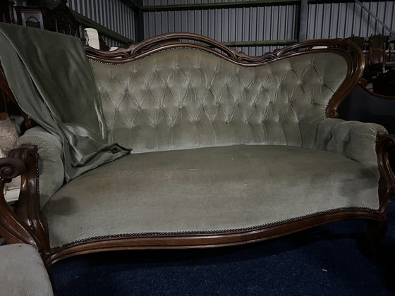 Image 1 of Banc Biedermeier ancien avec fauteuils