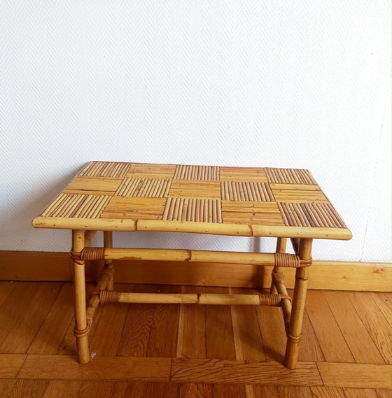 Vintage 1960s Audoux Minet style bamboo coffee table (photo 3 of 10)