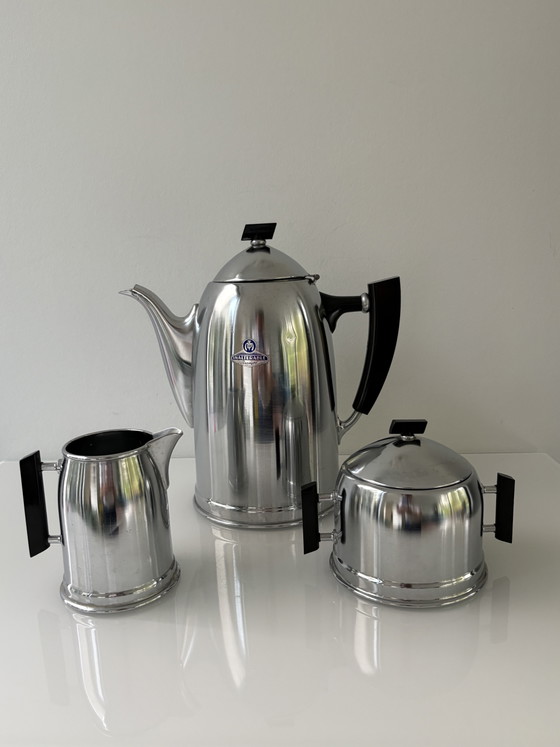 Servizio da Caffè Vintage, Art Déco, Marca Demeyere Della Linea Inaltérable (3 pezzi) – Stoviglie, Metal (photo 9 of 14)