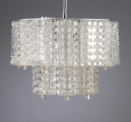 Image 1 of Lampadario in vetro Astroluxe anni '70