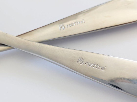 Image 1 of Service de couverts à poisson vintage WMF, 12 pièces, acier inoxydable, style années 1960, Allemagne