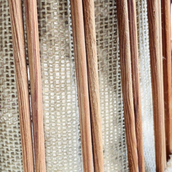 Image 1 of Skandinavische Hängelampe aus Holz und Jute im rustikalen Stil der Mitte des 20. Jahrhunderts, 1960er Jahre