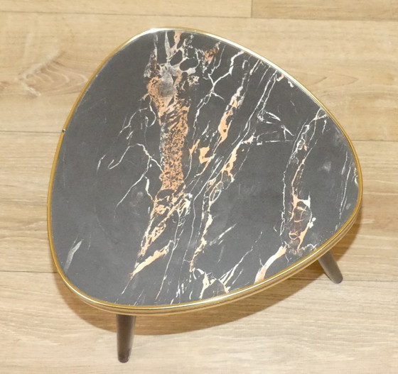 Image 1 of Original 50s 60s flower stool formica gray rose marbled Ø29 H28.5 mini kidney-shaped table vintage retro flower stool plant stan