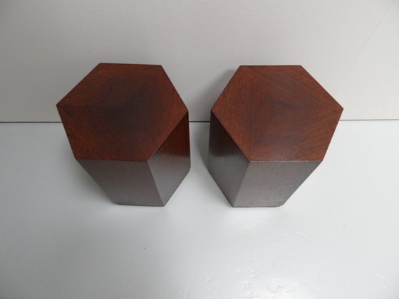 Image 1 of Ensemble vintage de 2 tables d'appoint en wengé