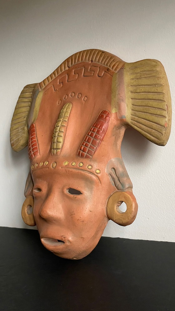 Image 1 of Masque Terre Cuite Reproduction Vintage Mexique