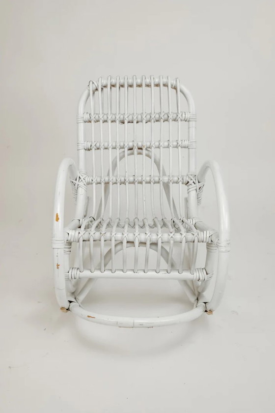 Image 1 of Vintage rattan/bamboo children's rocking chair