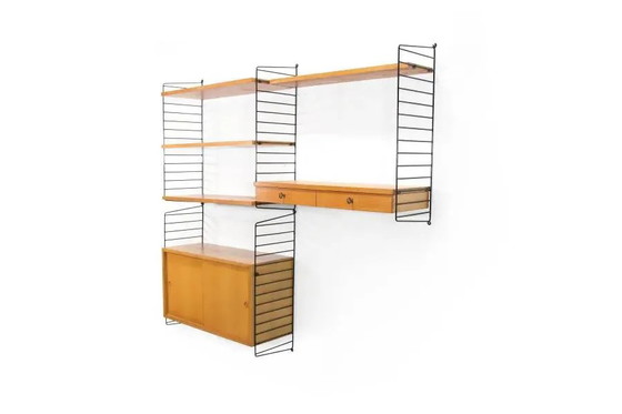 Vintage Nisse Strinning wall system in ash wood – String, Shelving unit, Scandinavian (photo 3 of 6)