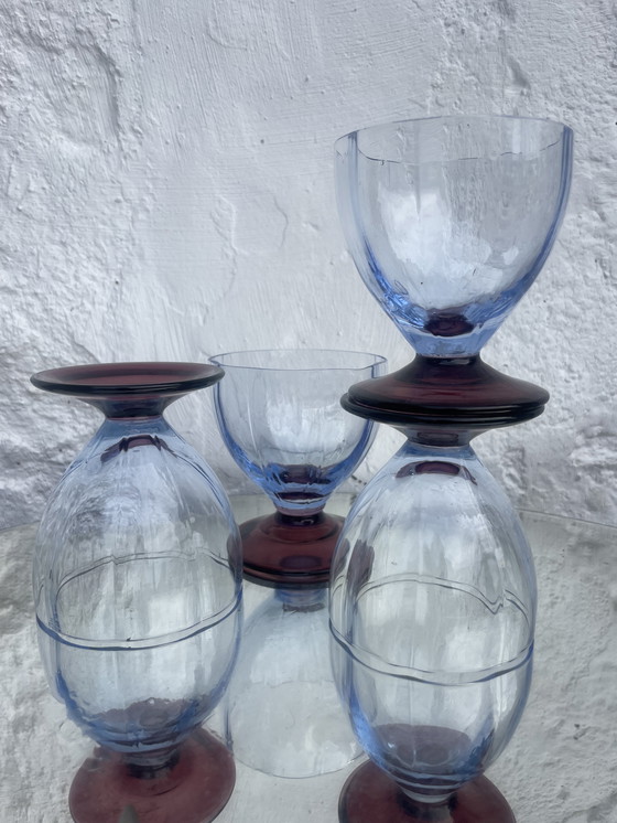 Image 1 of 5 verres italiens bleu violet