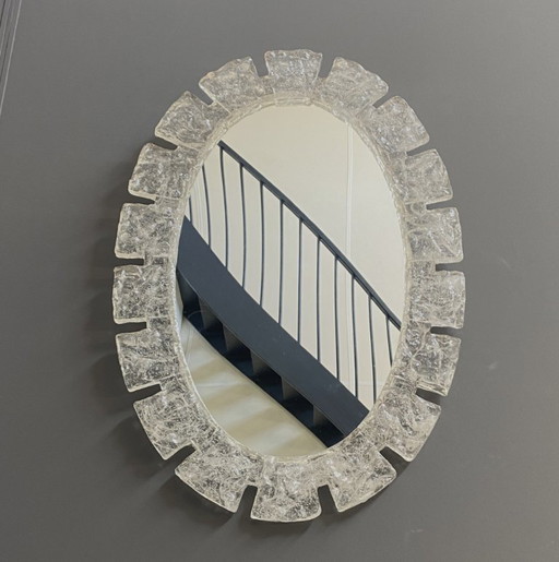 Grote ovale ijsspiegel van Egon Hillebrand, jaren 70. – Glass, Plexiglass, Vintage