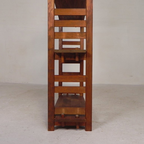 Dismountable wooden bookshelf, etagere, 1960s, Shelving unit, Brown, Vintage (photo 8 of 15)
