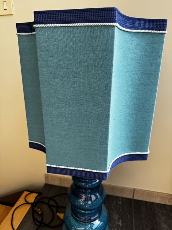 Image 1 of Lampada da tavolo vintage in ceramica blu