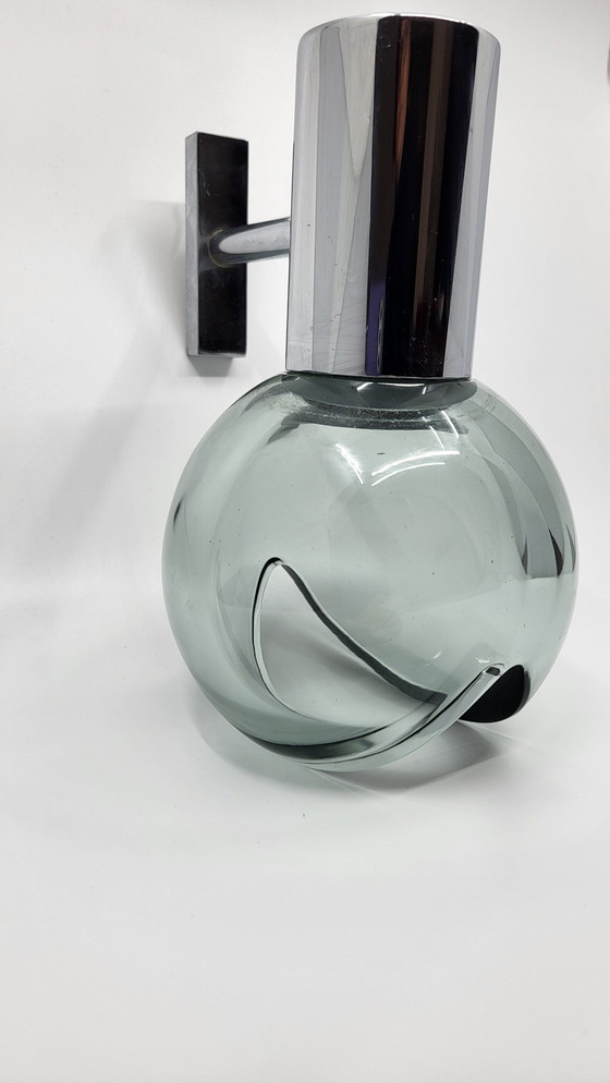 Image 1 of Glass and Chrome Eye Ball Wall Sconce, Italy, 1970s