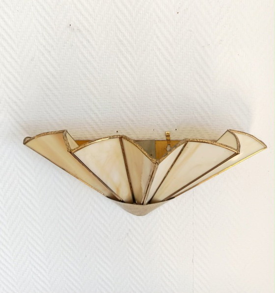 Image 1 of Applique éventail art déco en pâte de verre 